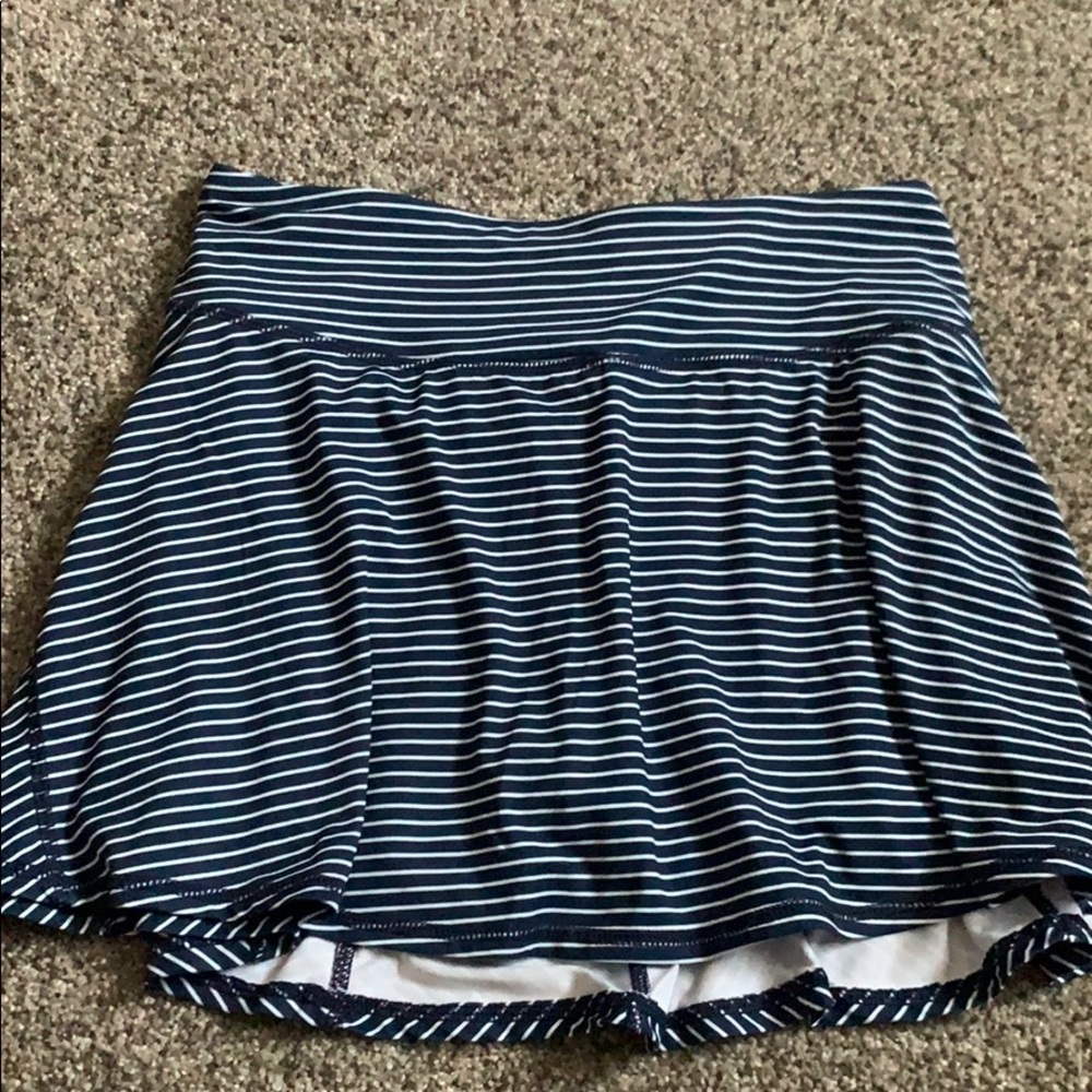 Blue and white stripped tennis athletic skirt